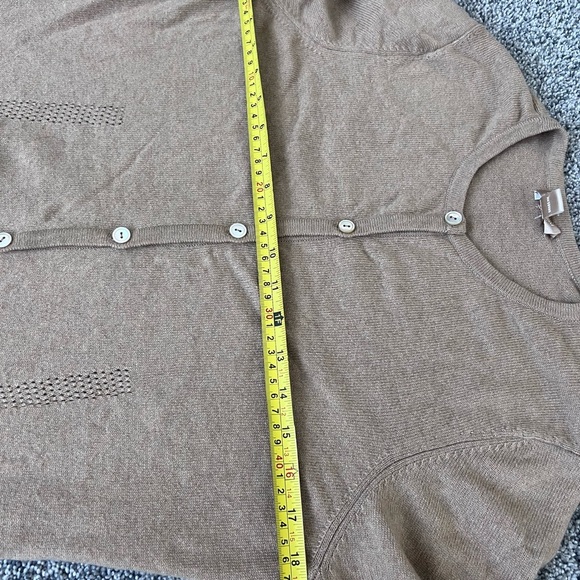 Nordstrom Studio Women’s Camel Buttoned 100% Cashmere Full Sleeve Cardigan M - Picture 6 of 9